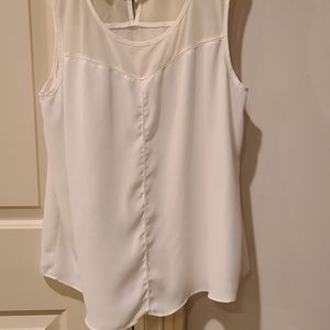 Ann Cream and White Sleeveless Blouse